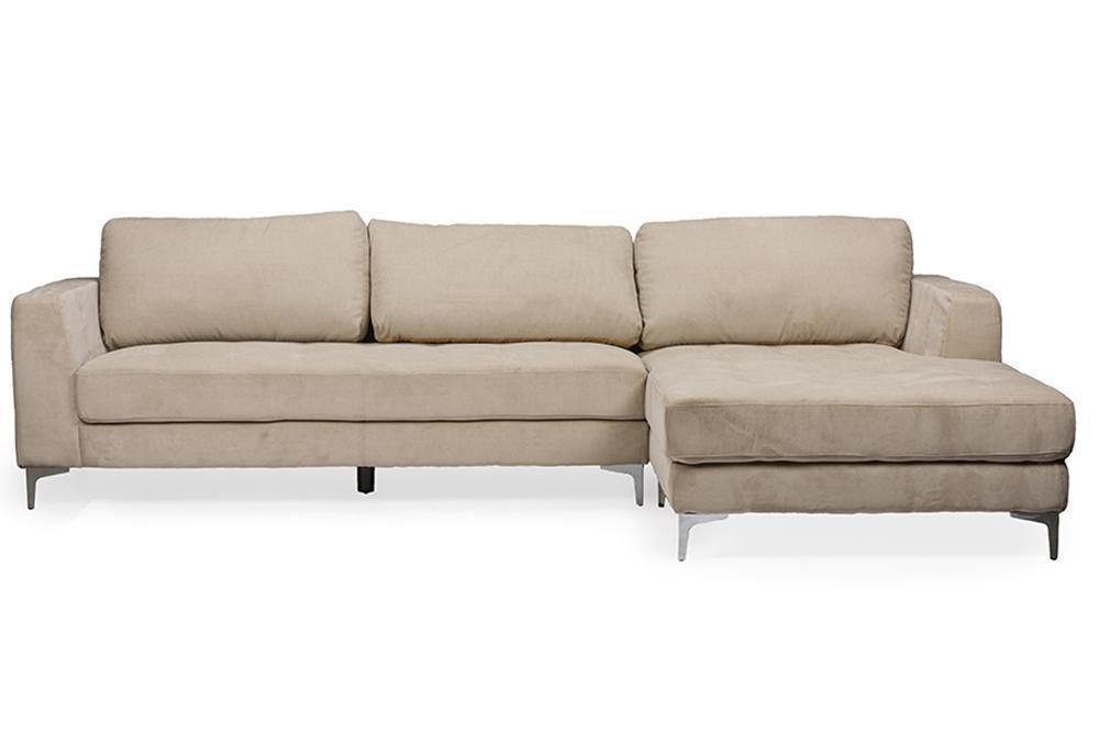 Agnew Contemporary Light Beige Microfiber Right Facing Sectional Sofa FredCo