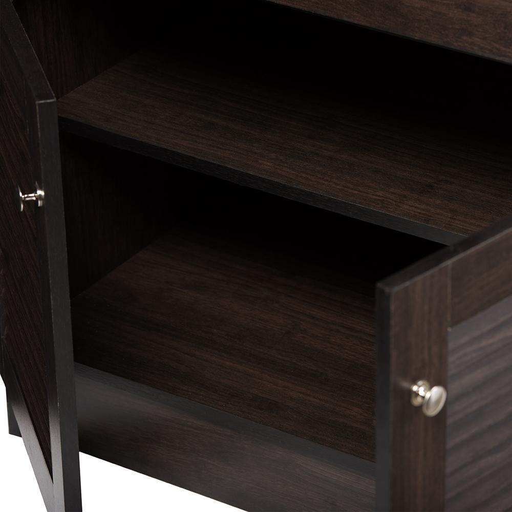 Agni Modern and Contemporary Dark Brown Buffet and Hutch Kitchen Cabinet FredCo
