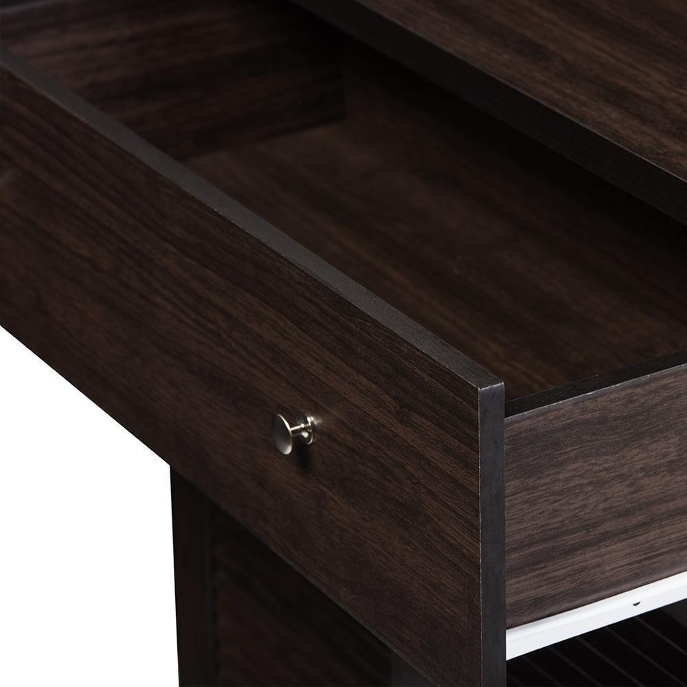 Agni Modern and Contemporary Dark Brown Buffet and Hutch Kitchen Cabinet FredCo