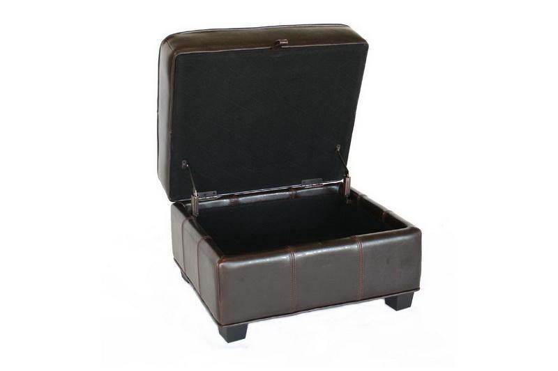 Agustus Brown Leather Storage Ottoman FredCo