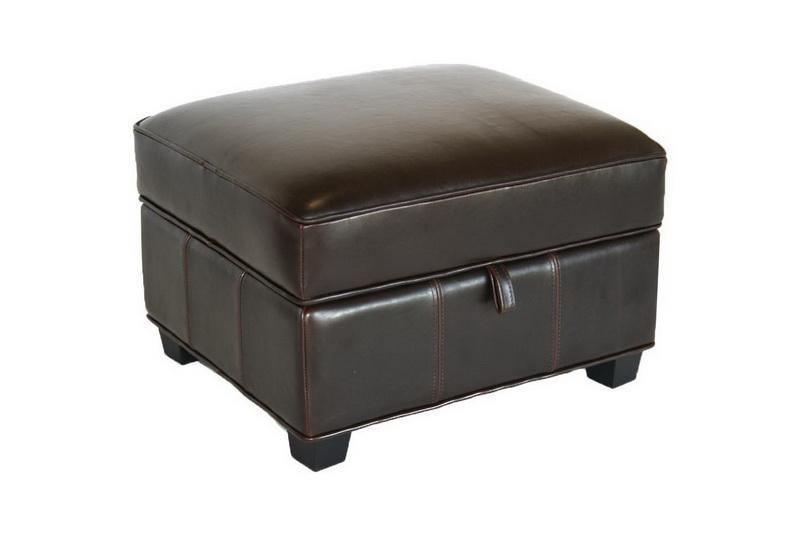 Agustus Brown Leather Storage Ottoman FredCo