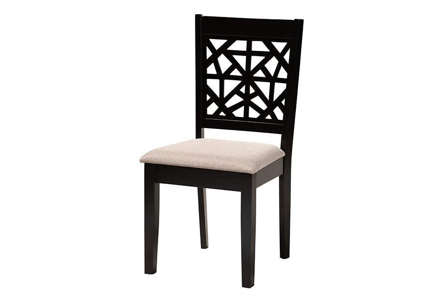 Aiden Modern Beige Fabric and Dark Brown Finished Wood 5-Piece Dining Set FredCo