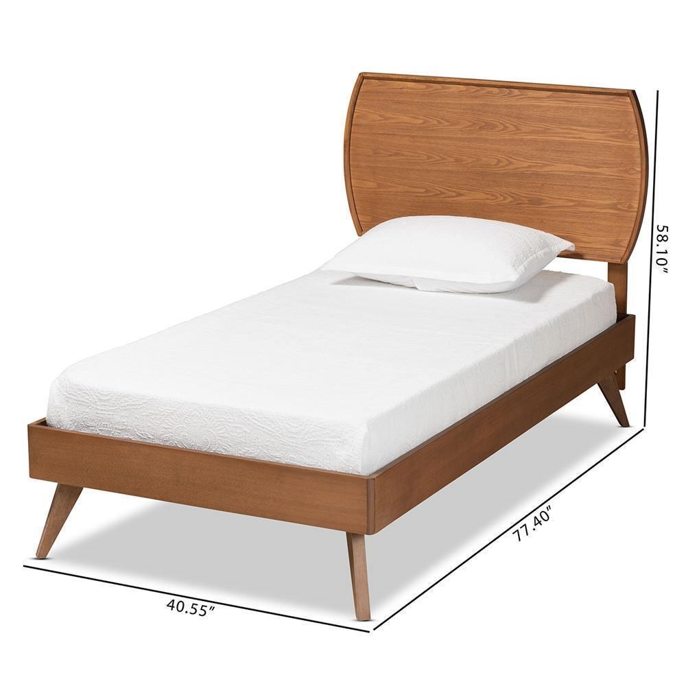 Aimi Mid-Century Modern Walnut Brown Finished Wood Twin Size Platform Bed FredCo
