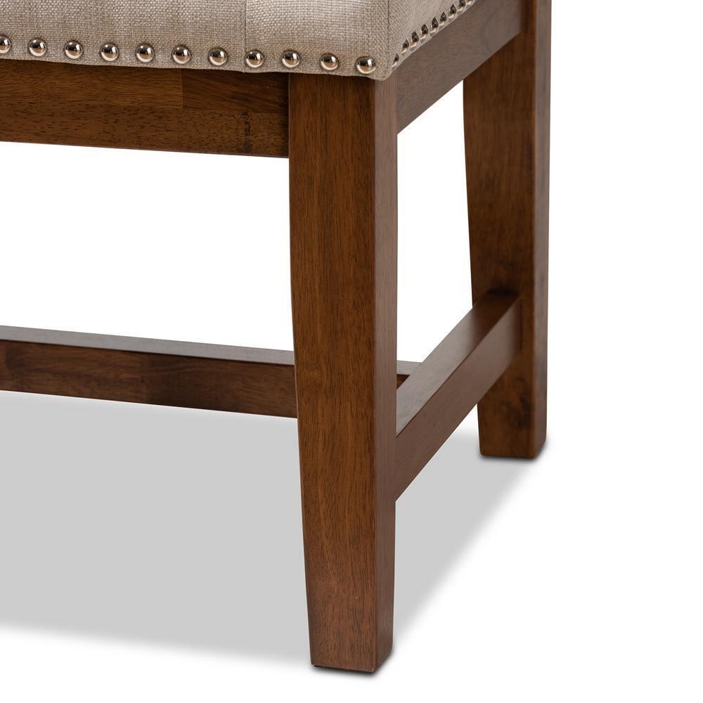 Ainsley Modern and Contemporary Light Beige Fabric Upholstered Walnut Finished Solid Rubberwood Bench FredCo