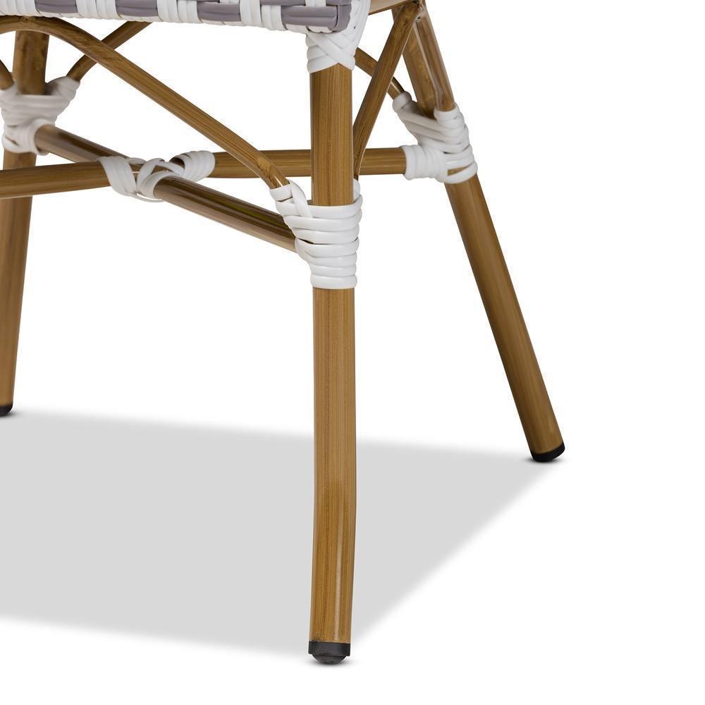 Alaire Classic French Indoor and Outdoor Grey and White Bamboo Style Stackable 2-Piece Bistro Dining Chair Set FredCo