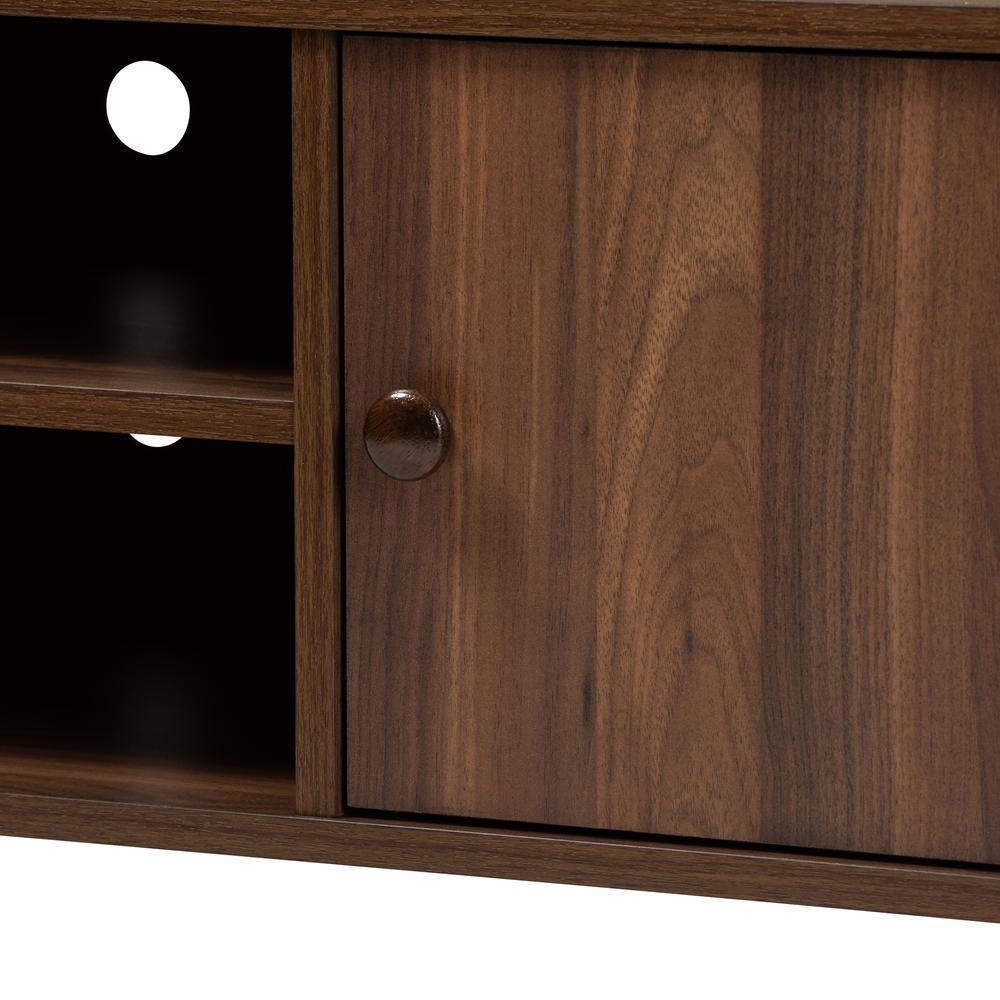 Alard Mid-Century Modern Walnut Brown Finished 2-Door Wood TV Stand FredCo