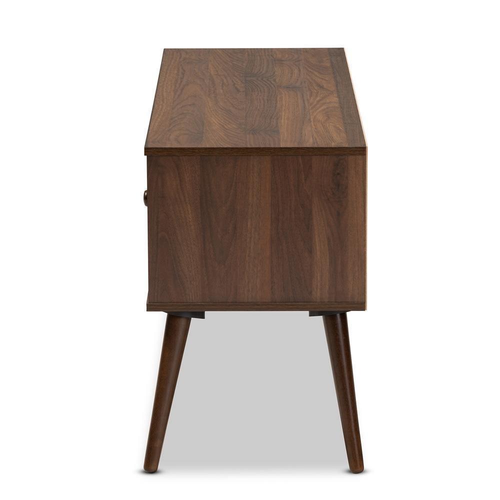 Alard Mid-Century Modern Walnut Brown Finished 2-Door Wood TV Stand FredCo