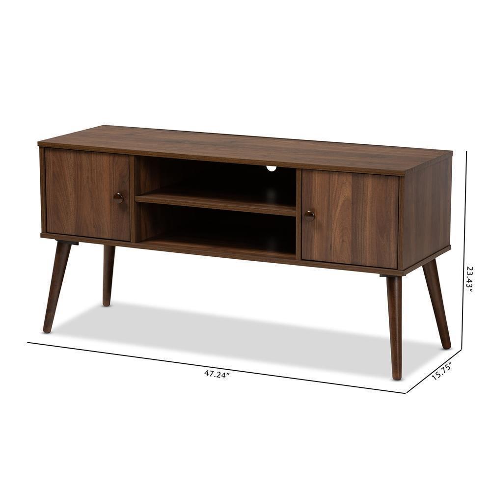 Alard Mid-Century Modern Walnut Brown Finished 2-Door Wood TV Stand FredCo
