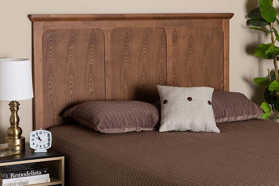 Alarice Classic and Traditional Ash Walnut Finished Wood Queen Size Headboard FredCo