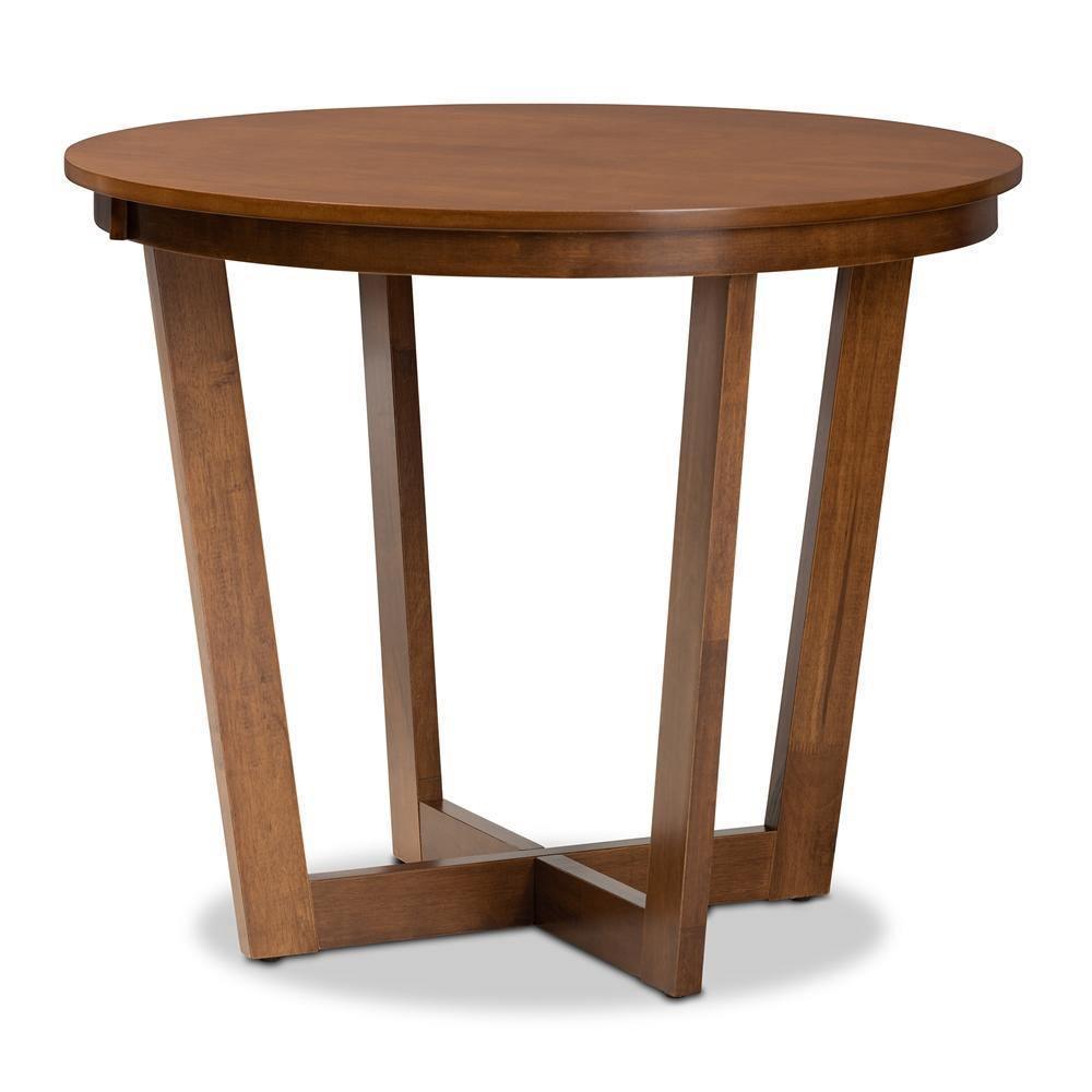 Alayna Modern and Contemporary Walnut Brown Finished 35-Inch-Wide Round Wood Dining Table FredCo