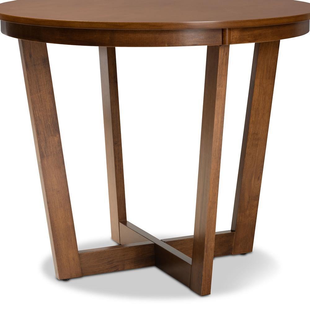 Alayna Modern and Contemporary Walnut Brown Finished 35-Inch-Wide Round Wood Dining Table FredCo