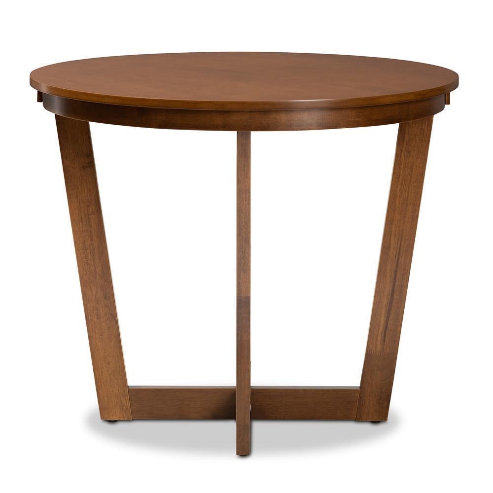 Alayna Modern and Contemporary Walnut Brown Finished 35-Inch-Wide Round Wood Dining Table FredCo