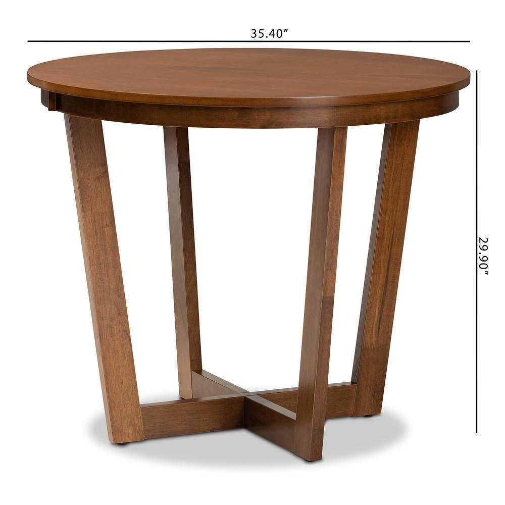 Alayna Modern and Contemporary Walnut Brown Finished 35-Inch-Wide Round Wood Dining Table FredCo