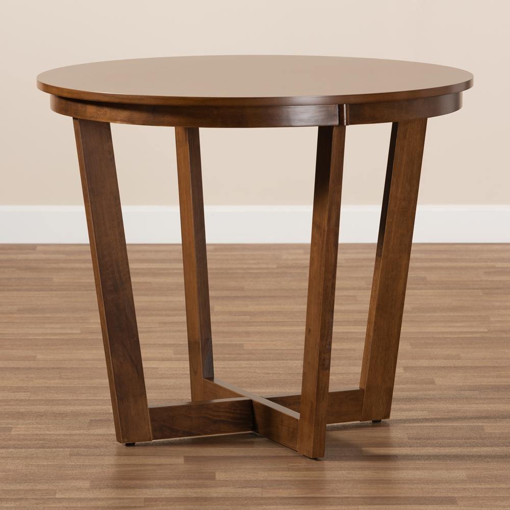 Alayna Modern and Contemporary Walnut Brown Finished 35-Inch-Wide Round Wood Dining Table FredCo