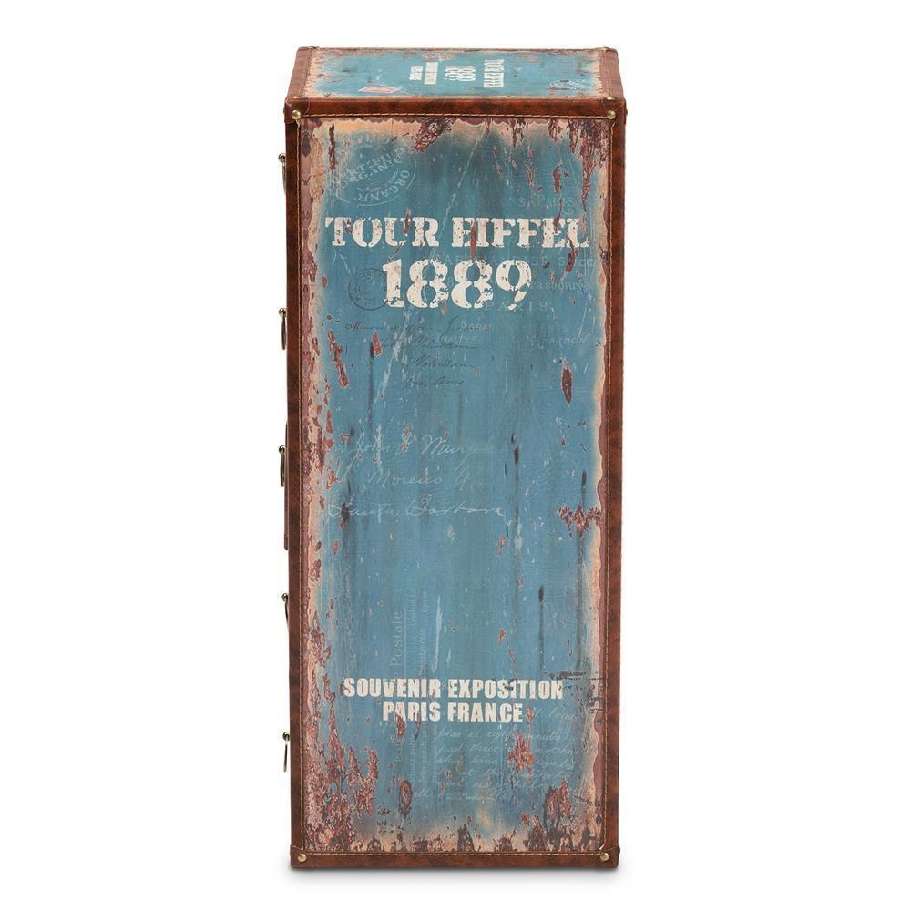 Alba Vintage Rustic French Inspired Blue Finished Wood 5-Drawer Accent Storage Cabinet FredCo