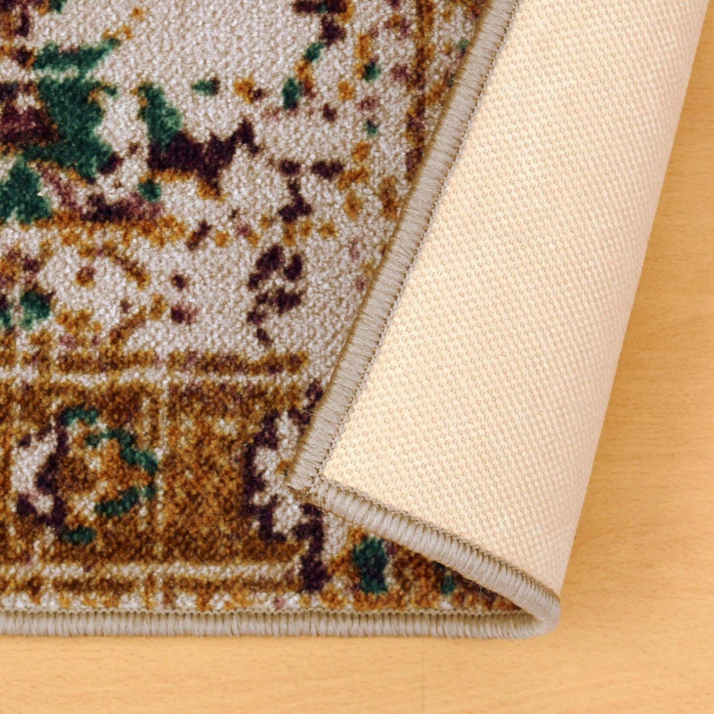 Aldrich Area Rug, Oriental Medallion Pattern, Distressed Finish, Non-Slip, Foam Backing FredCo