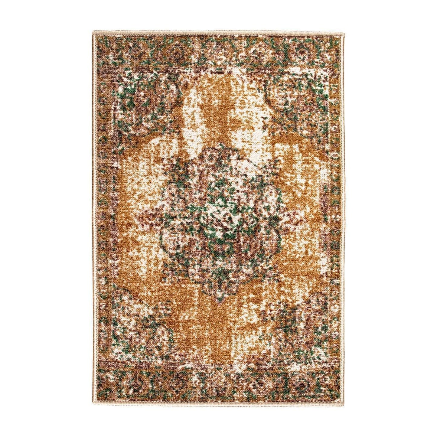 Aldrich Area Rug, Oriental Medallion Pattern, Distressed Finish, Non-Slip, Foam Backing FredCo