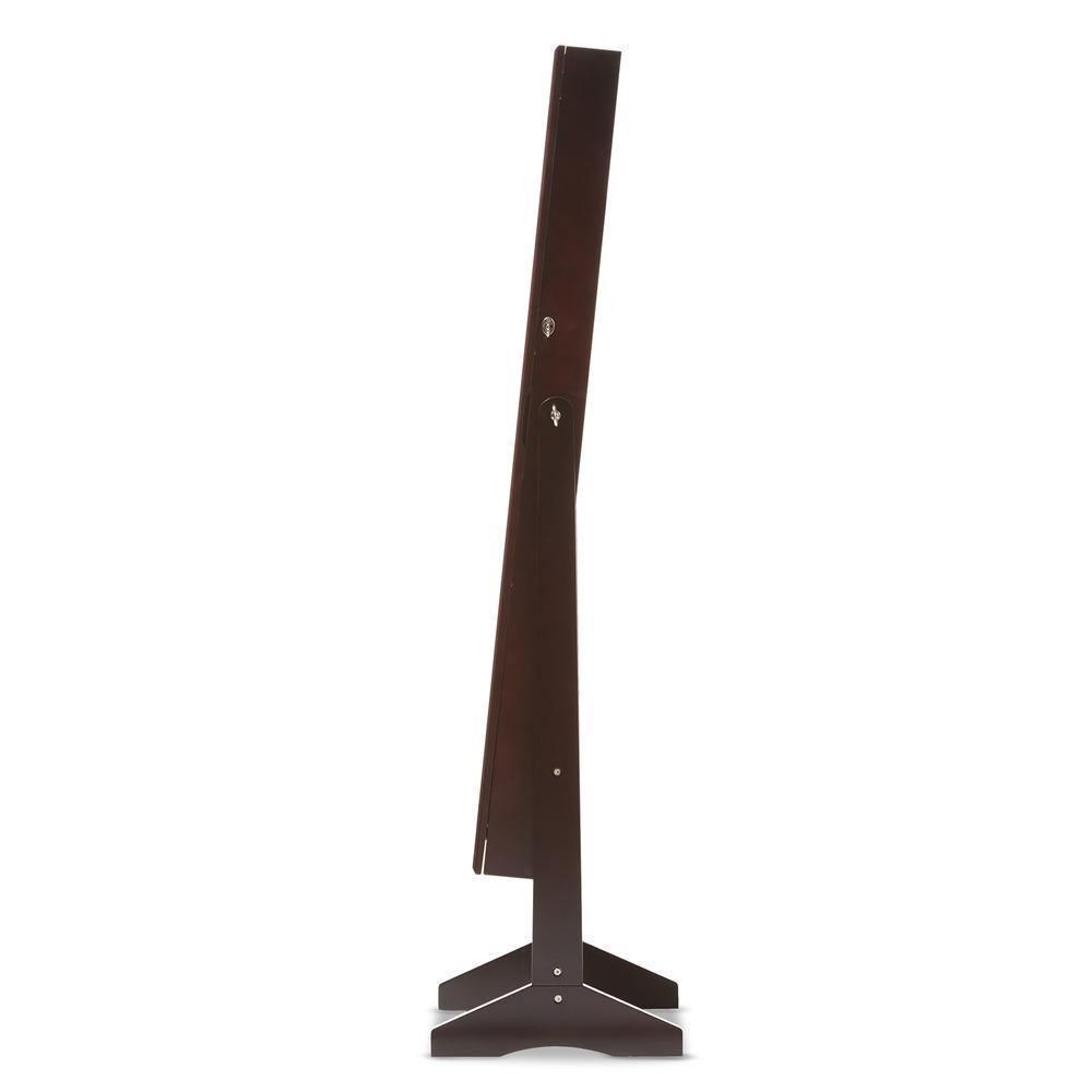 Alena Brown Finishing Wood Free Standing Cheval Mirror Jewelry Armoire FredCo