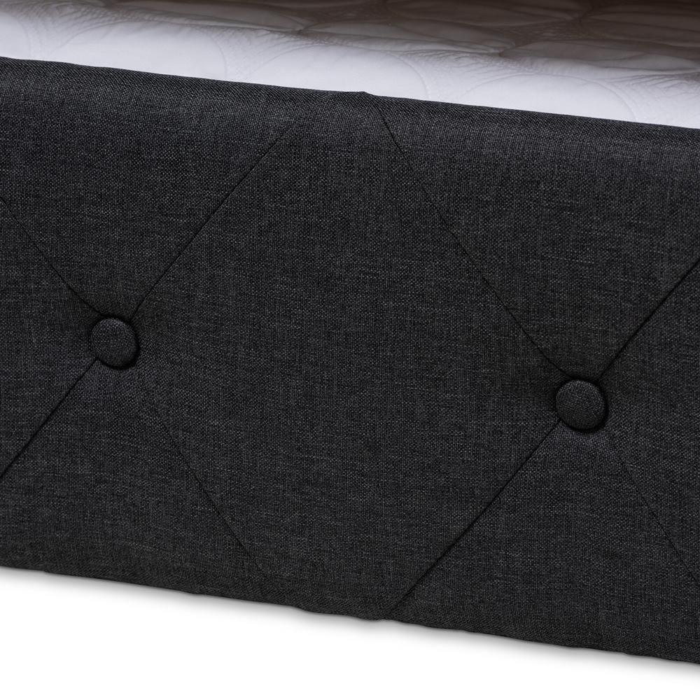 Alena Modern and Contemporary Dark Grey Fabric Upholstered Queen Size Daybed with Trundle FredCo