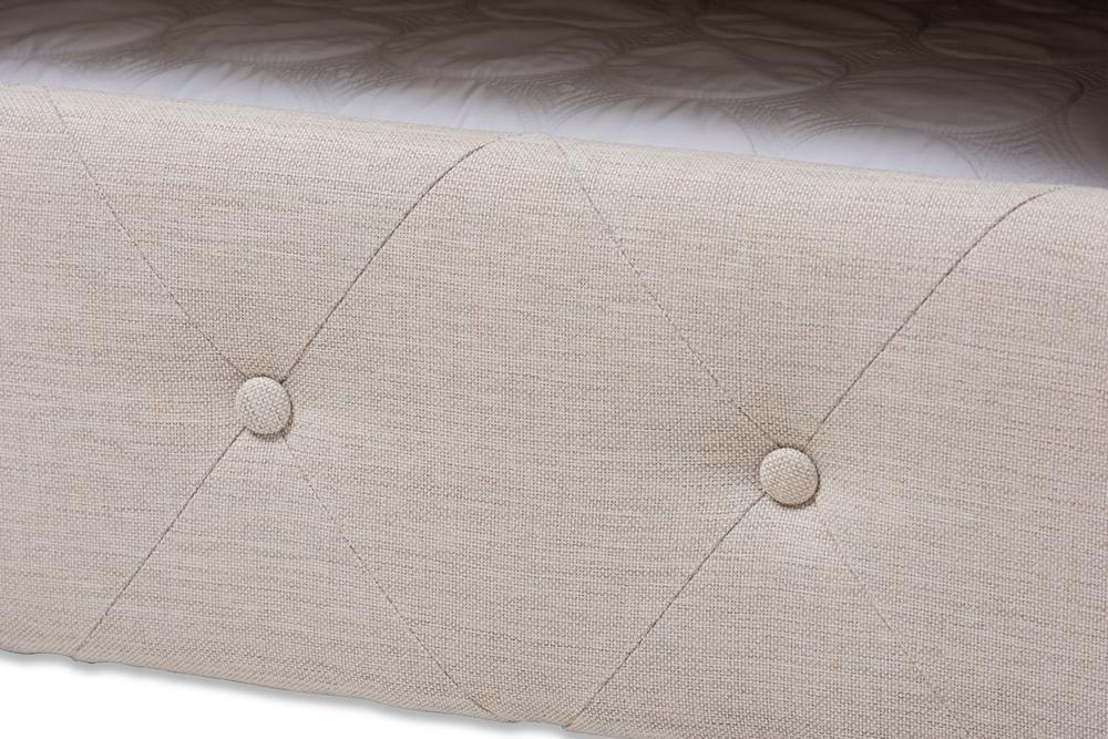 Alena Modern and Contemporary Light Beige Fabric Upholstered Queen Size Daybed with Trundle FredCo