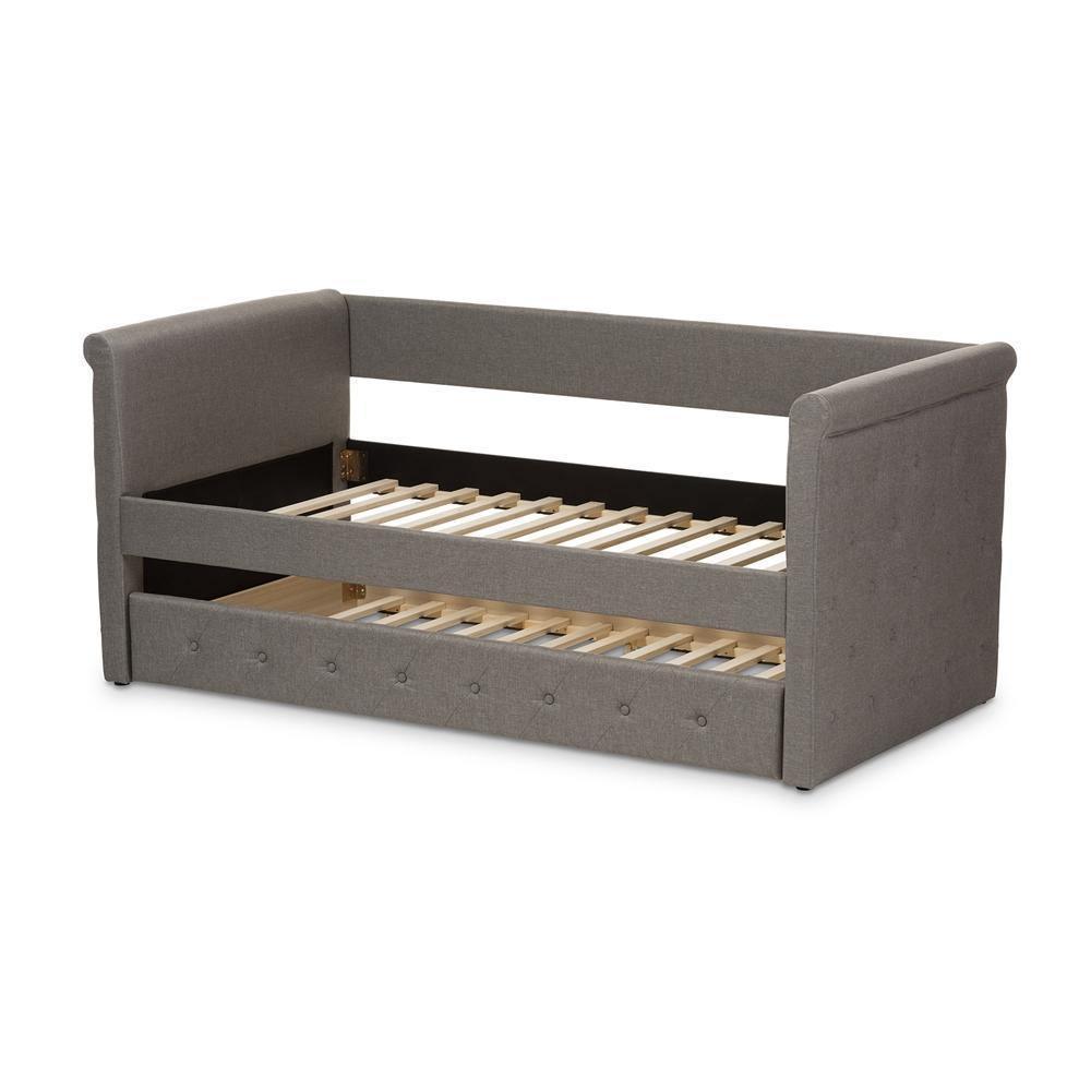 Alena Modern and Contemporary Light Grey Fabric Daybed with Trundle FredCo
