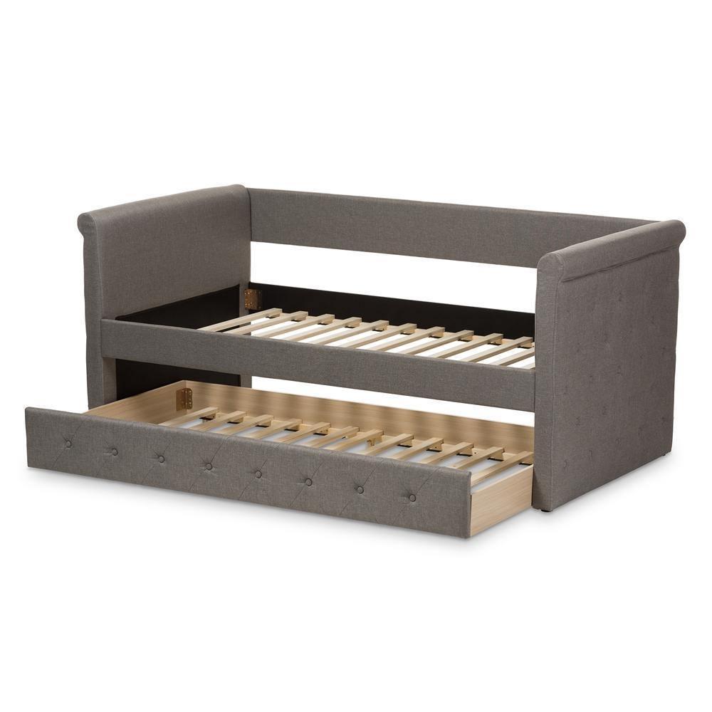 Alena Modern and Contemporary Light Grey Fabric Daybed with Trundle FredCo