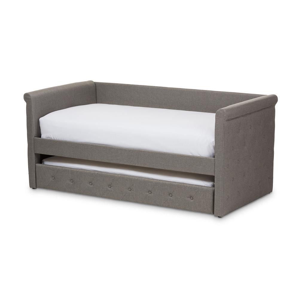 Alena Modern and Contemporary Light Grey Fabric Daybed with Trundle FredCo