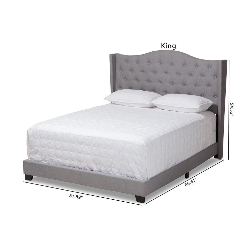 Alesha Modern and Contemporary Grey Fabric Upholstered King Size Bed FredCo