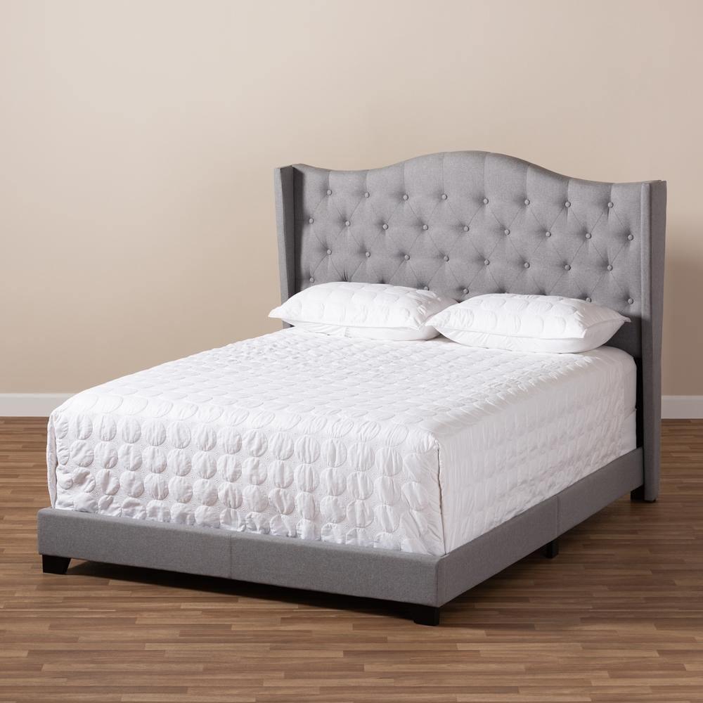 Alesha Modern and Contemporary Grey Fabric Upholstered King Size Bed FredCo