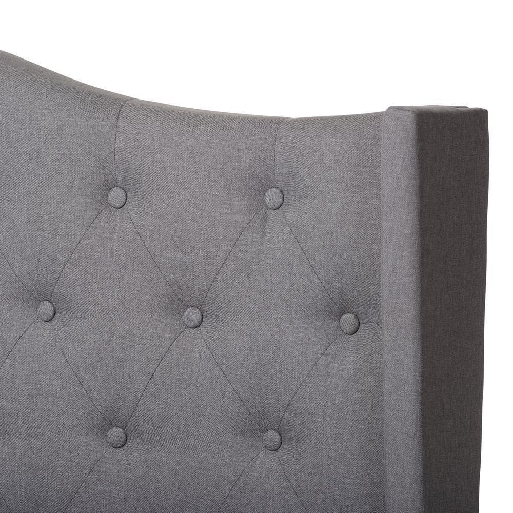 Alesha Modern and Contemporary Grey Fabric Upholstered King Size Bed FredCo
