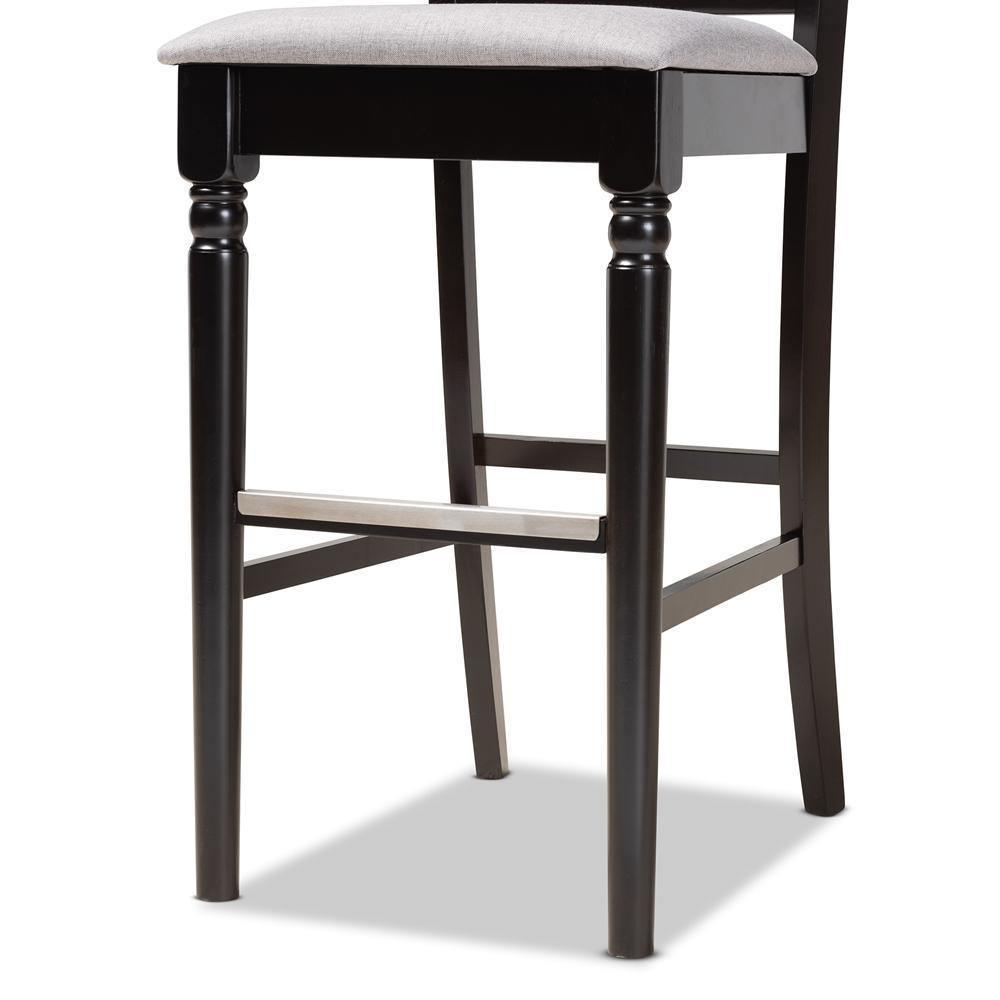 Alexandra Modern and Contemporary Grey Fabric Upholstered and Espresso Brown Finished Wood 2-Piece Bar Stool Set FredCo