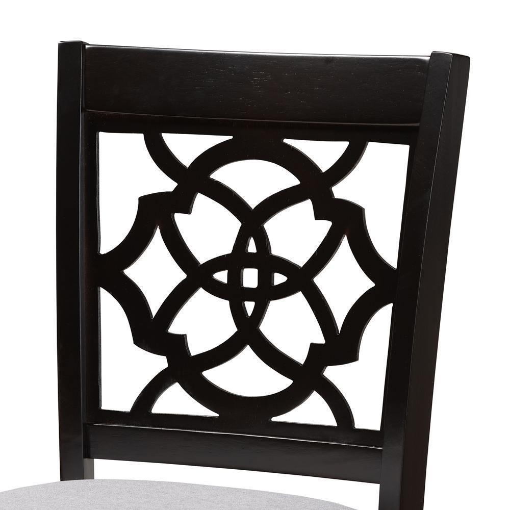 Alexandra Modern and Contemporary Grey Fabric Upholstered and Espresso Brown Finished Wood 2-Piece Bar Stool Set FredCo