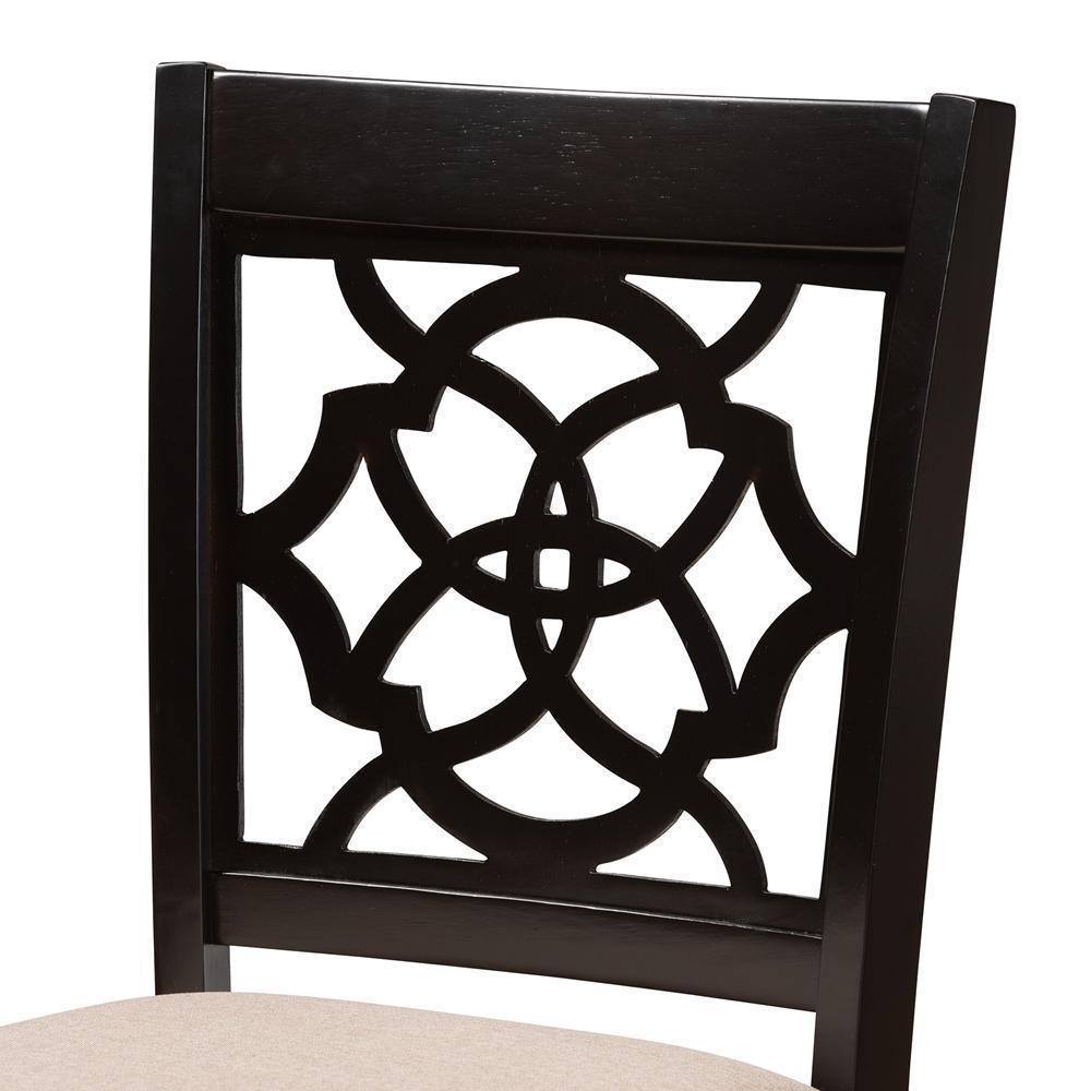 Alexandra Modern and Contemporary Sand Fabric Upholstered and Espresso Brown Finished Wood 2-Piece Bar Stool Set FredCo