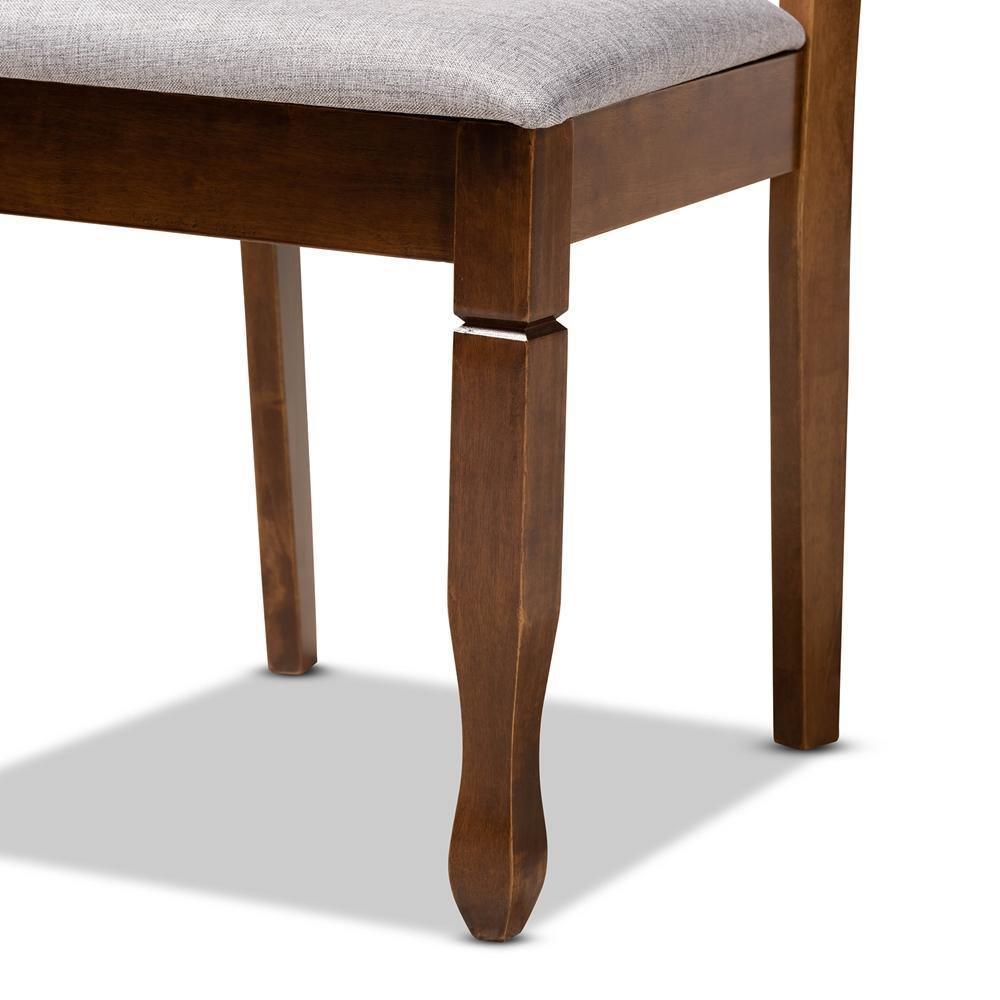 Alicia Modern and Contemporary Grey Fabric Upholstered and Walnut Brown Finished Wood 5-Piece Dining Set FredCo
