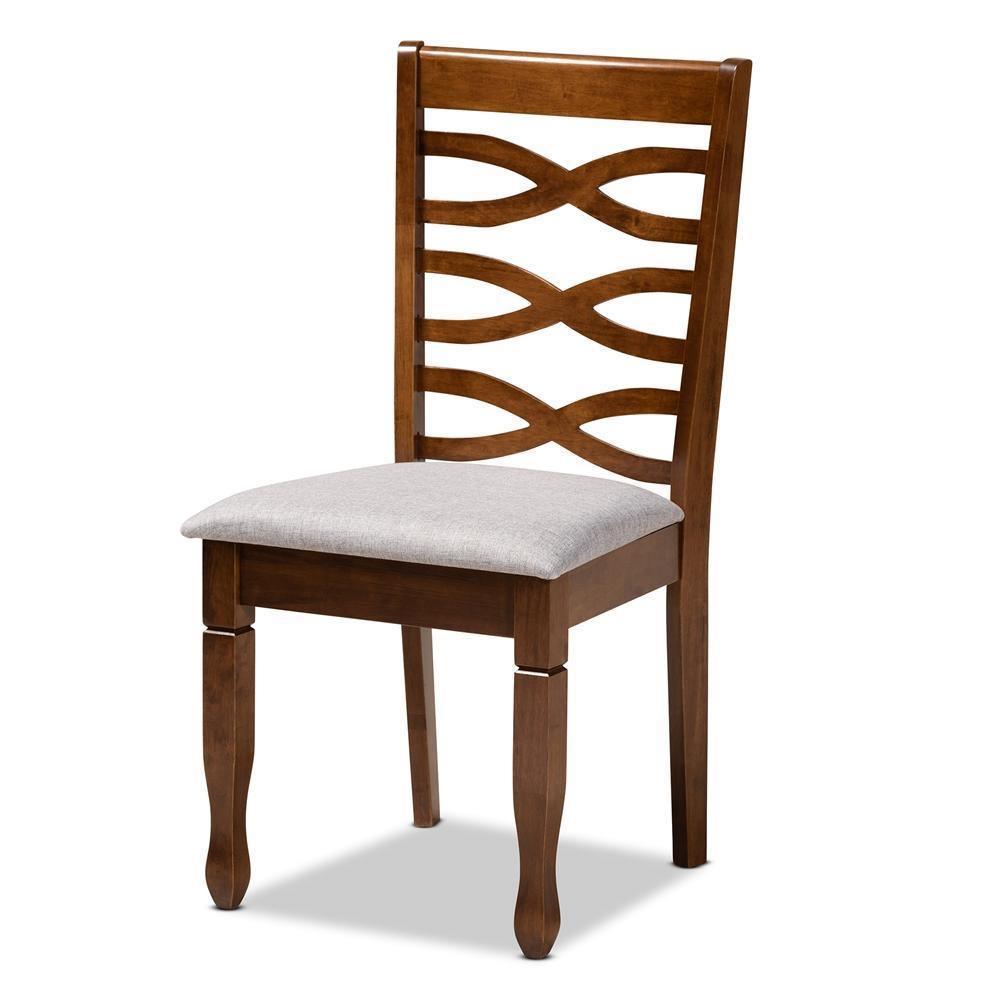 Alicia Modern and Contemporary Grey Fabric Upholstered and Walnut Brown Finished Wood 5-Piece Dining Set FredCo