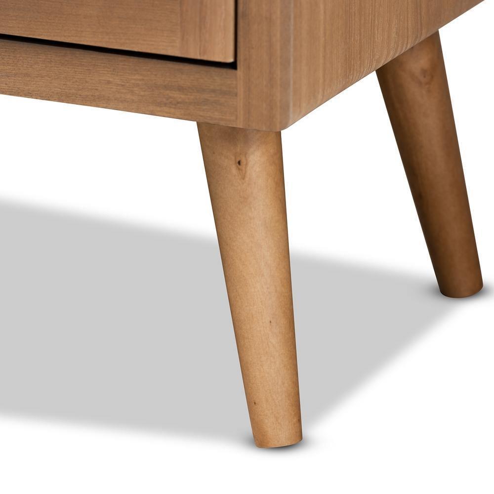 Alina Mid-Century Modern Medium Oak Finished Wood and Rattan 2-Door Accent Storage Cabinet FredCo