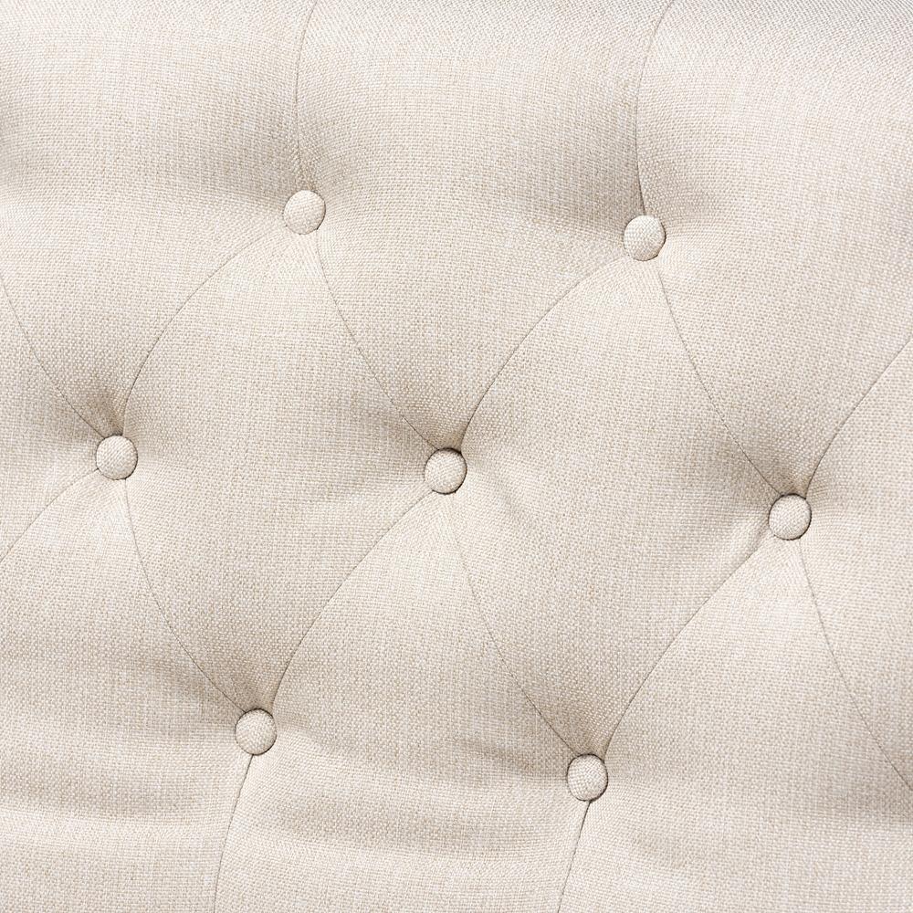 Alira Modern and Contemporary Beige Fabric Upholstered Walnut Finished Wood Button Tufted Bar Stool Bench FredCo