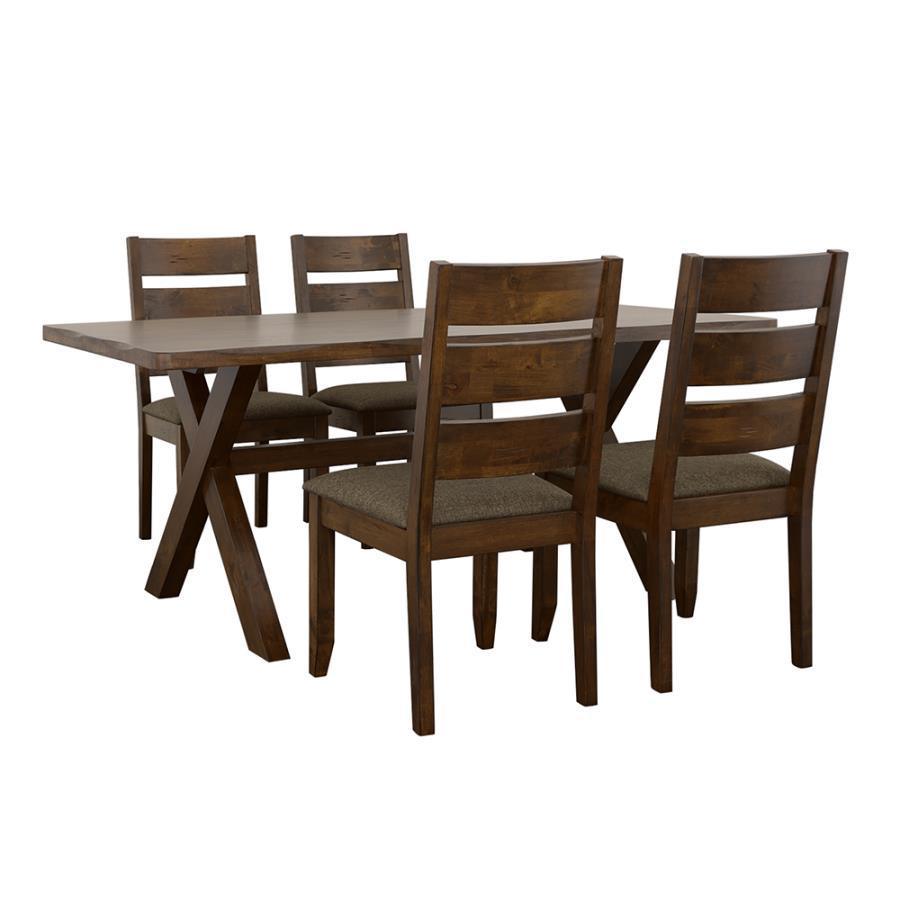 Alston Dining Room Set Knotty Nutmeg and Grey 106381-S5 Coaster FredCo