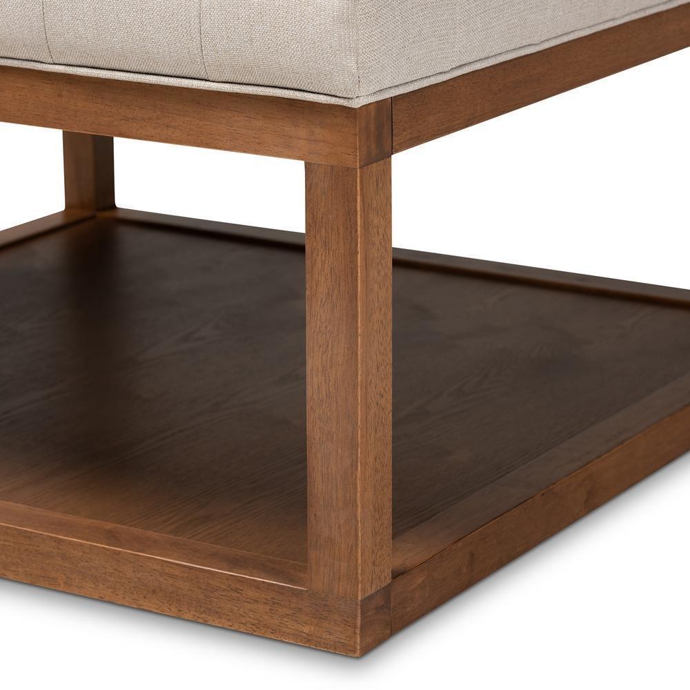 Alvere Modern and Contemporary Beige Fabric Upholstered Walnut Finished Cocktail Ottoman FredCo