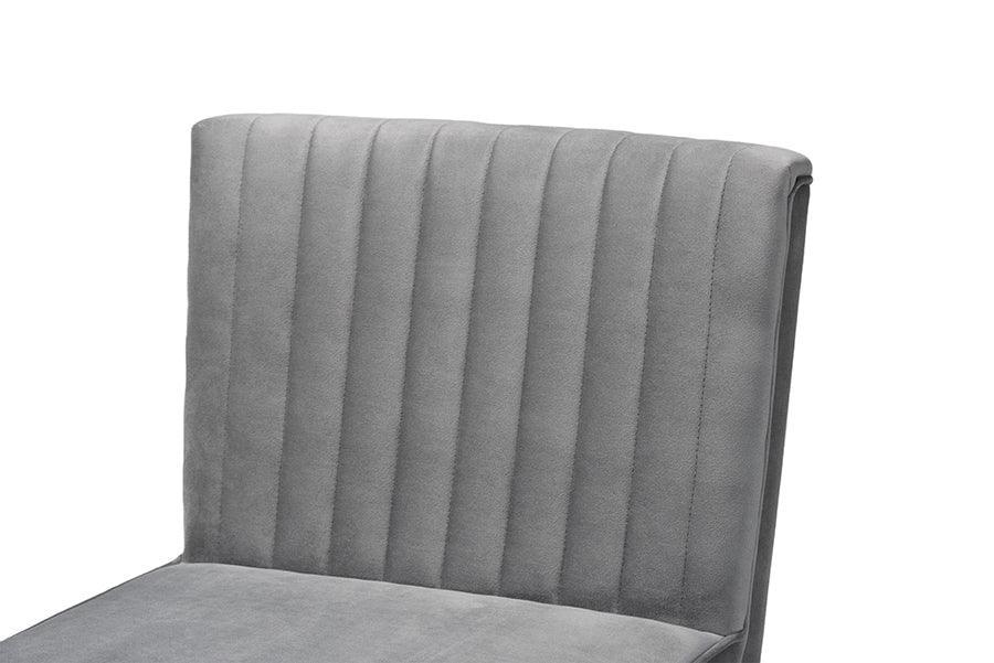 Alvis Mid-Century Modern Grey Velvet Upholstered and Walnut Brown Finished Wood Dining Chair FredCo