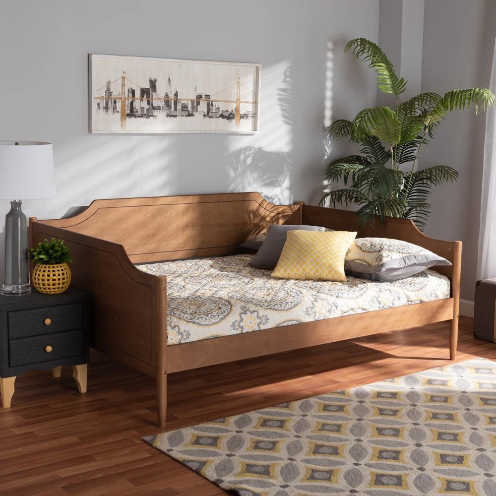 Alya Classic Traditional Farmhouse Walnut Brown Finished Wood Full Size Daybed FredCo