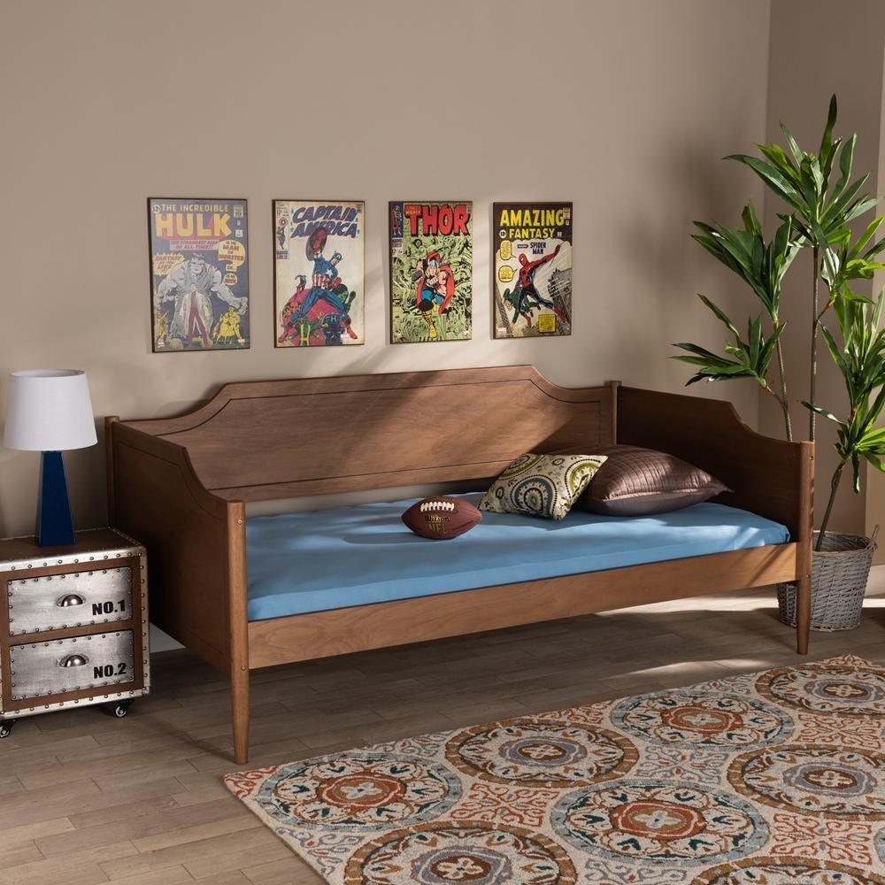 Alya Classic Traditional Farmhouse Walnut Brown Finished Wood Twin Size Daybed FredCo