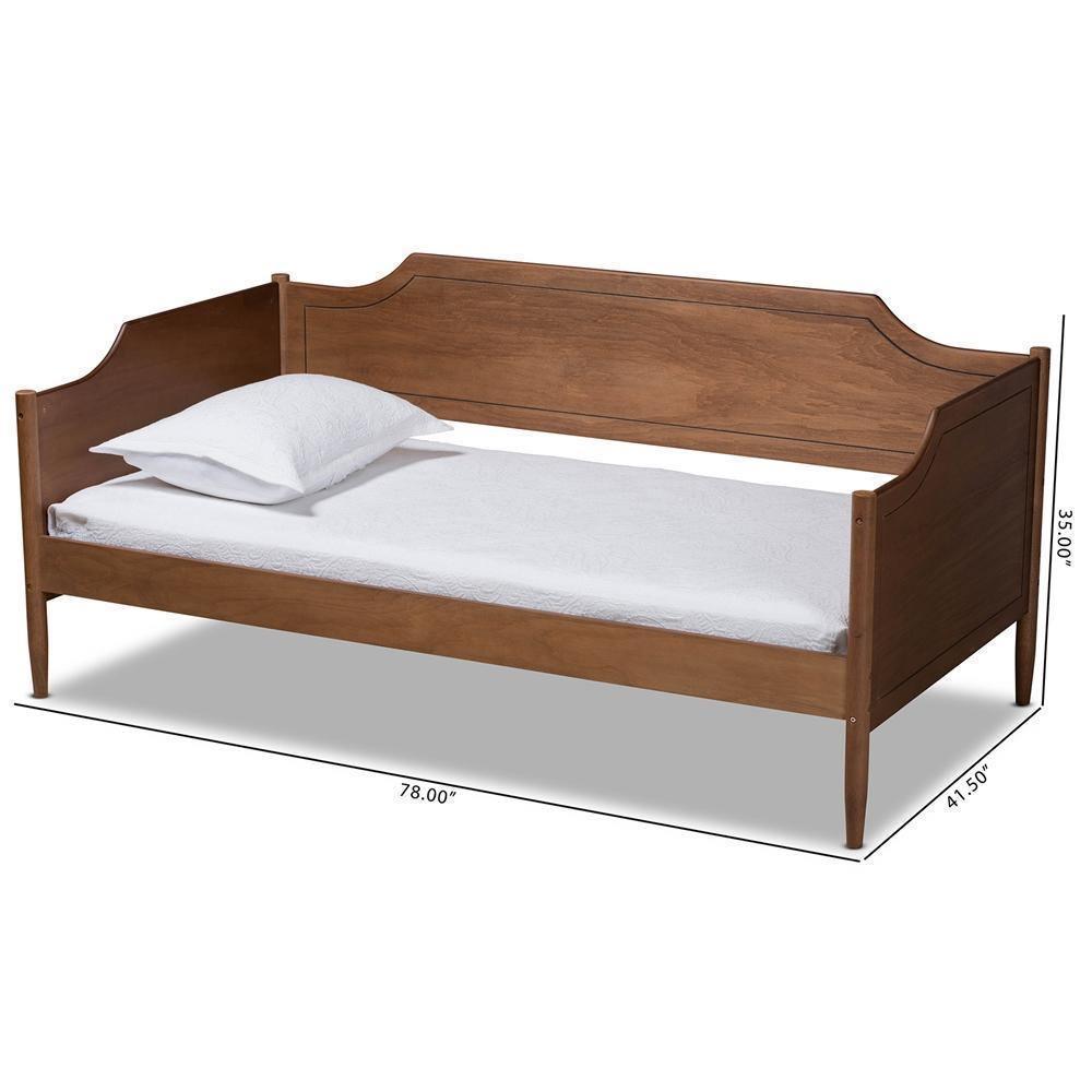 Alya Classic Traditional Farmhouse Walnut Brown Finished Wood Twin Size Daybed FredCo