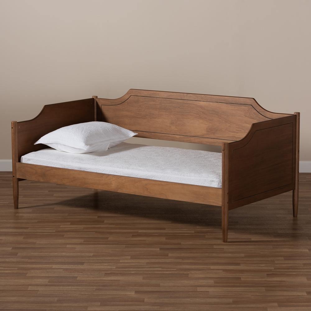 Alya Classic Traditional Farmhouse Walnut Brown Finished Wood Twin Size Daybed FredCo