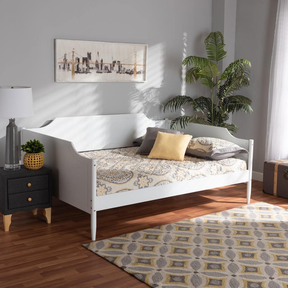 Alya Classic Traditional Farmhouse White Finished Wood Full Size Daybed FredCo