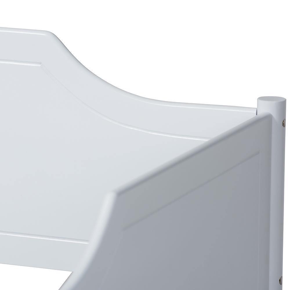 Alya Classic Traditional Farmhouse White Finished Wood Twin Size Daybed with Roll-Out Trundle Bed FredCo