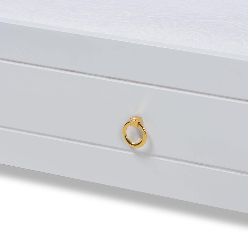 Alya Classic Traditional Farmhouse White Finished Wood Twin Size Daybed with Roll-Out Trundle Bed FredCo