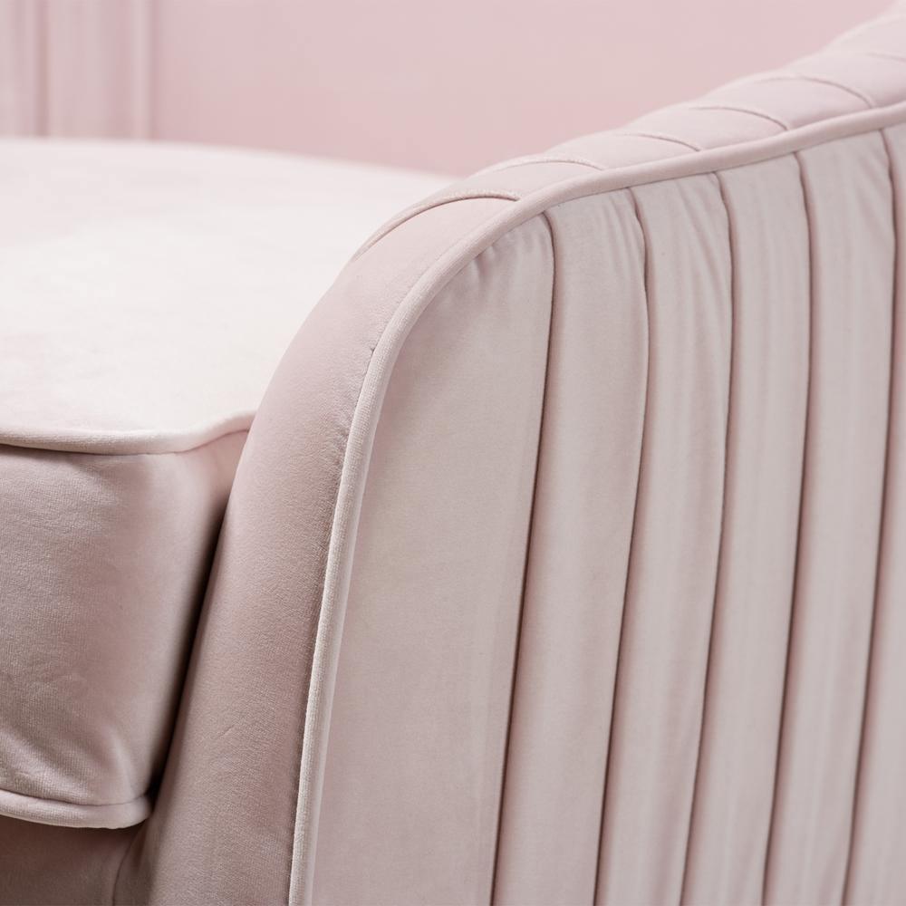 Amaya Luxe and Glamour Light Pink Velvet Fabric Upholstered Gold Finished Base Lounge Chair FredCo