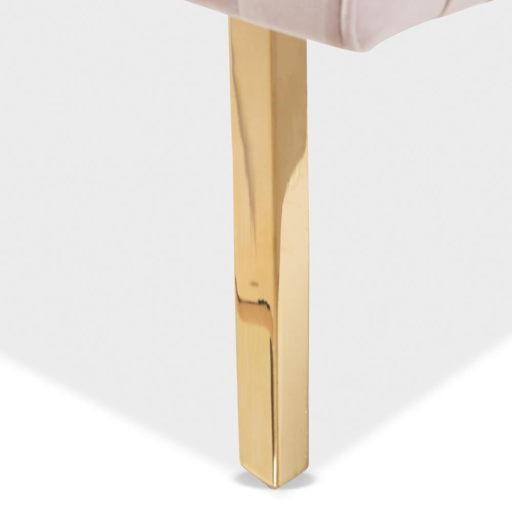 Amaya Luxe and Glamour Light Pink Velvet Fabric Upholstered Gold Finished Base Lounge Chair FredCo
