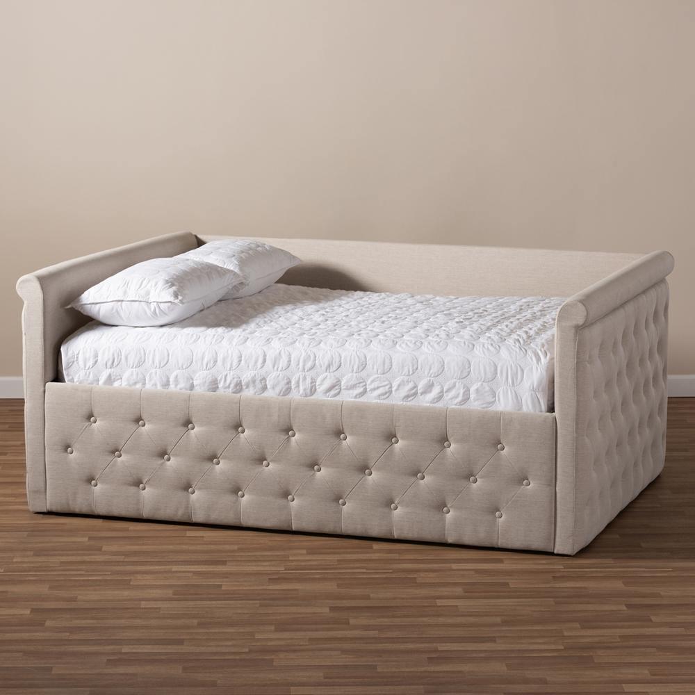 Amaya Modern and Contemporary Light Beige Fabric Upholstered Full Size Daybed FredCo